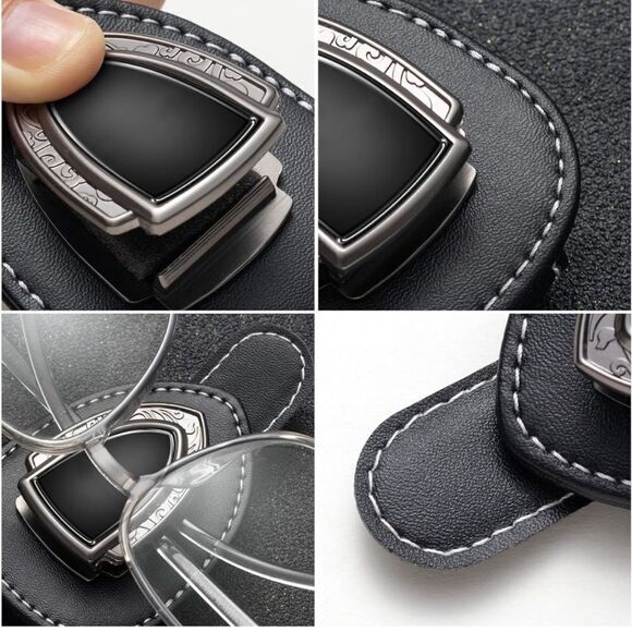 Infinity Logo Sunglass Holder for Car Black PU Leather NWT - Picture 3 of 9